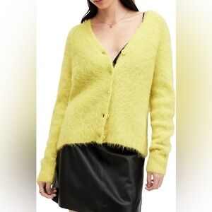 All Saints Womens Vortex Cardigan NWT Electric Yellow Size XS